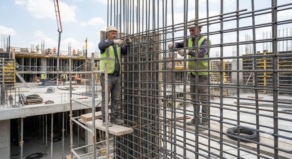 Betonarme Havuz Maliyeti 2026 4 Betonarme perde donatisinin baglandigi santiye